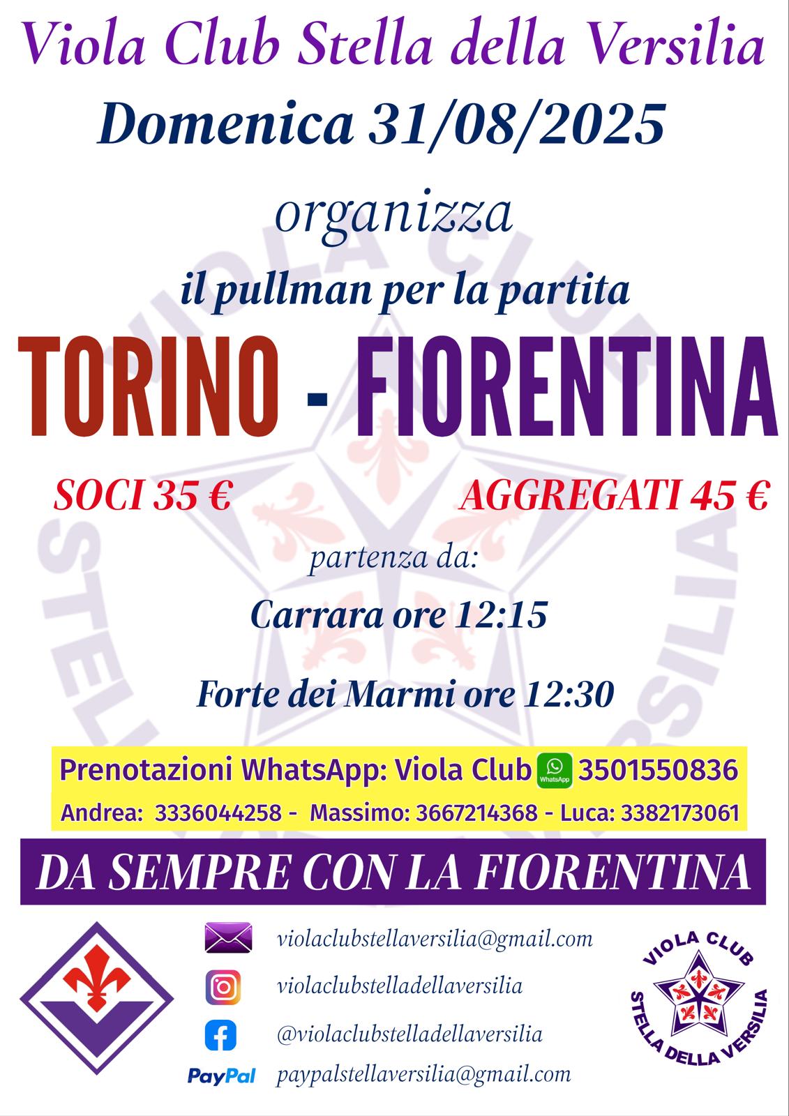 Il Viola Club Stella Della Versilia Organizza il Pullman per Torino-Fiorentina